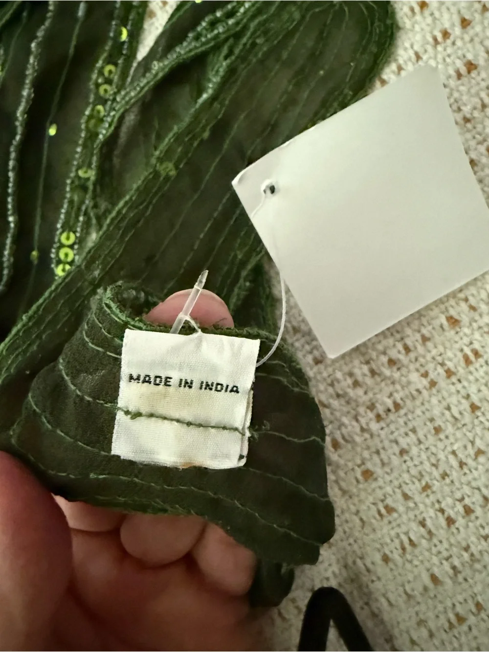 Vintage Y2K Beaded Green Organza Versatile Jewel Wrap NWTp